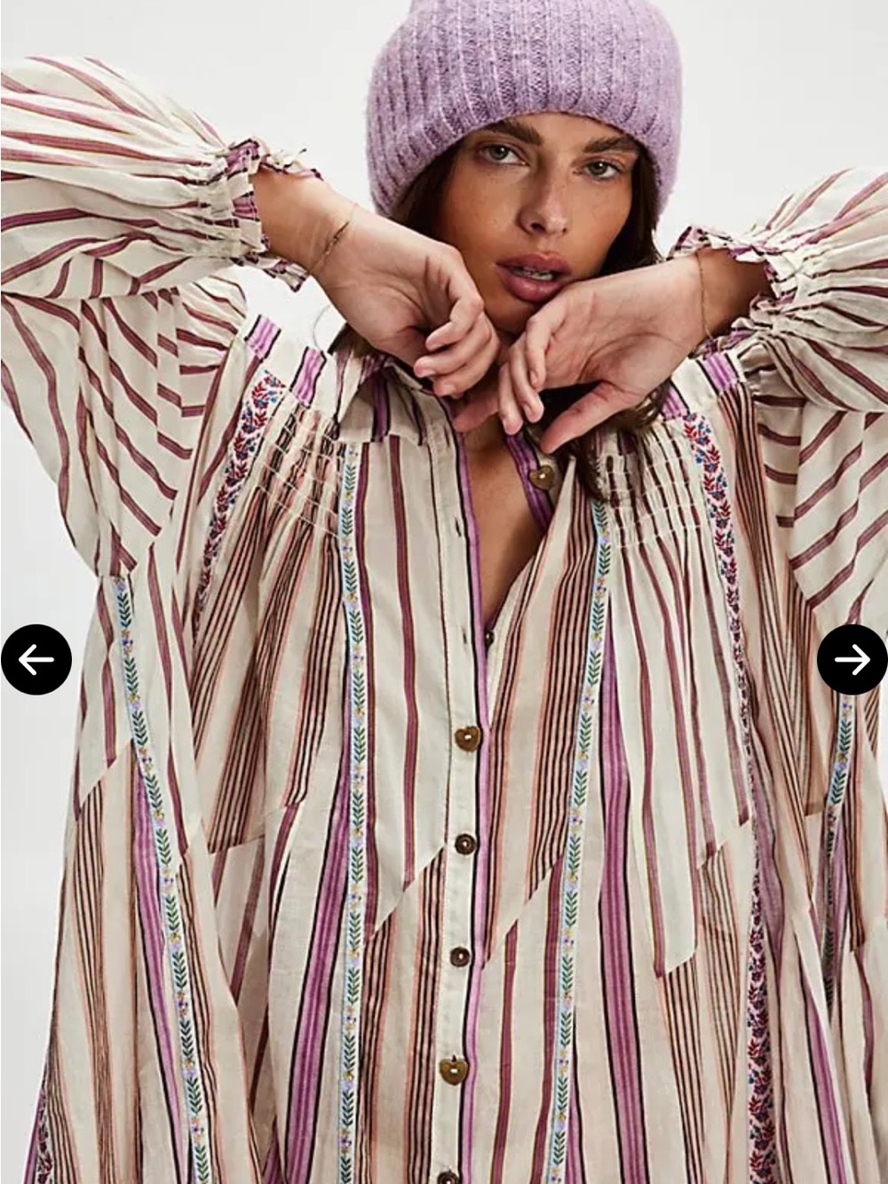 EUC Free People Sweet Dreams Cream & Purple Striped Maxi Dress. Size XS/S combo - Picture 5 of 8
